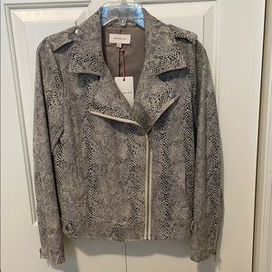 Snake Skin Print  Faux Leather Jacket